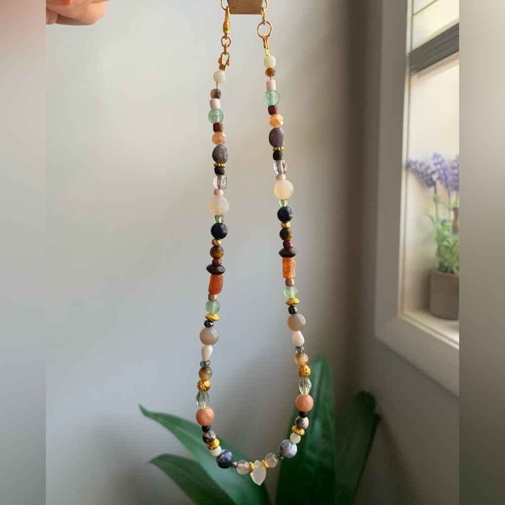 8A. Handmade Multicolor Natural Stone Beaded Necklace